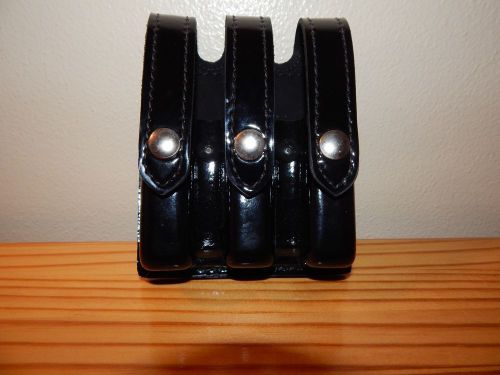 Safariland Black Patent Leather Triple Magazine Holder Model 777 for Glock 37