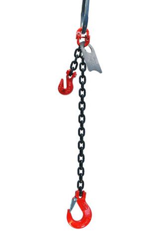 9/32&#034; 10 foot grade 80 sosa single leg lifting chain sling - sling hook adjuster for sale