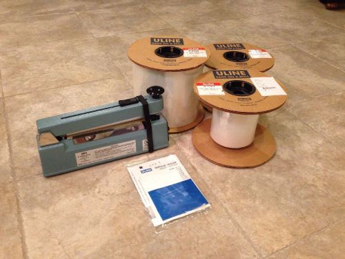 Uline 8&#034; impulse sealer with cutter &amp; 3 bags on a roll for sale