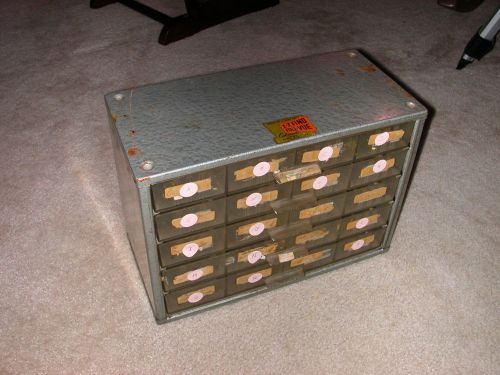Vtg Akro Mils E-Z FIND 20 Drawer Steel Metal Cabinet Table Top Stack Wall Hang