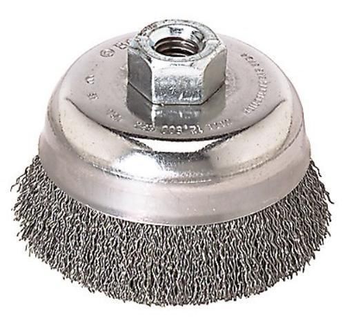 New bosch wb525 4-inch crimped carbon steel cup brush, 5/8-inch x 11 thread for sale