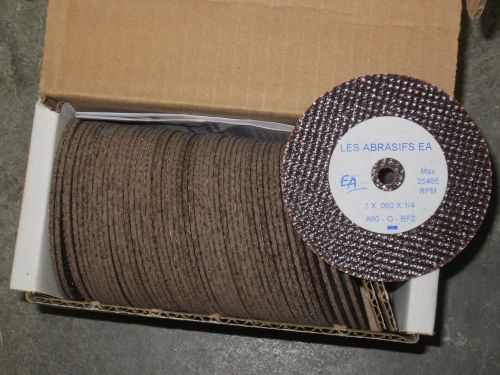 50 new EA Abrasives 3&#034; x .060&#034; x 1/4&#034; A60SBXX Zip-Cut Sanding discs Wheels 42513