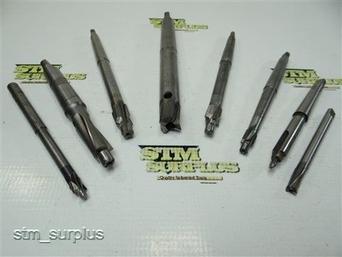 LOT OF 8 HSS MORSE TAPERS SHANK COUNTERBORES 5/16&#034; TO 3/4&#034; WITH 1MT &amp; 2MT ARBORS