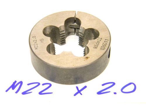 Lightly used widell m22 x 2.0 metric hss threading 2&#034;o.d. round die for sale