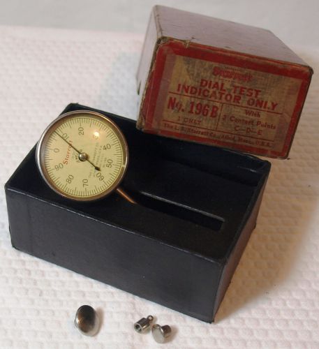 Vintage starrett dial indicator w/box &amp; 3 contact points for sale