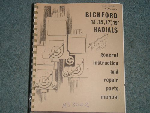 Cincinnati Bickford Chipmaster Radial Drill Manual
