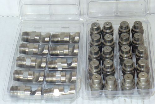 LOT 30 PCS NEW,SPRAY FLOODJET 1/4(10) &amp; MEG NOZZLLE 1/4 (20),ALL STAINLESS STEEL