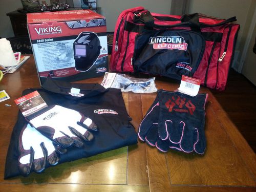 Lincoln electric welding gear ready pack helmet duffel bag jacket gloves glasses for sale