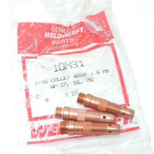 LOT OF 3 NEW WELDCRAFT 10N31 COLLET BODY 1/16, 1.6MM, WP-17,18, 26