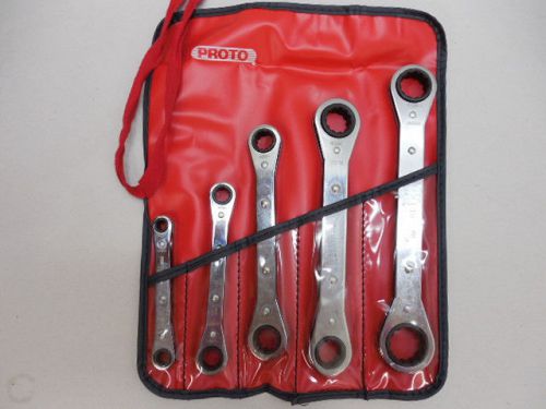 5 Piece Proto J1190 Ratcheting Box Wrench Set 1/4&#034; to 7/8&#034;  Machinist Tool Set