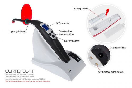 Dental wireless cordless LED curing light Lamp 1200mW LCD Display ship from USA