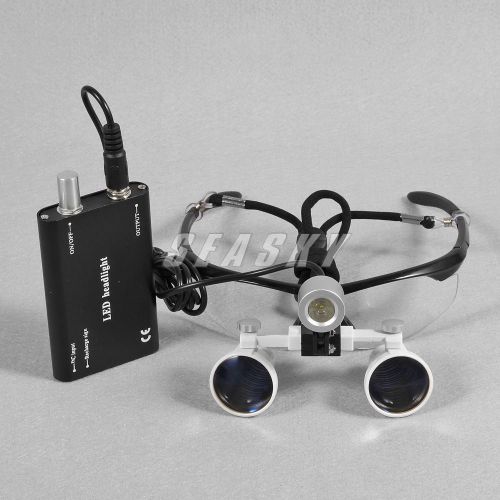 New 3.5x Binocular Loupes Dental Surgical 420mm + LED Head Light Lamp