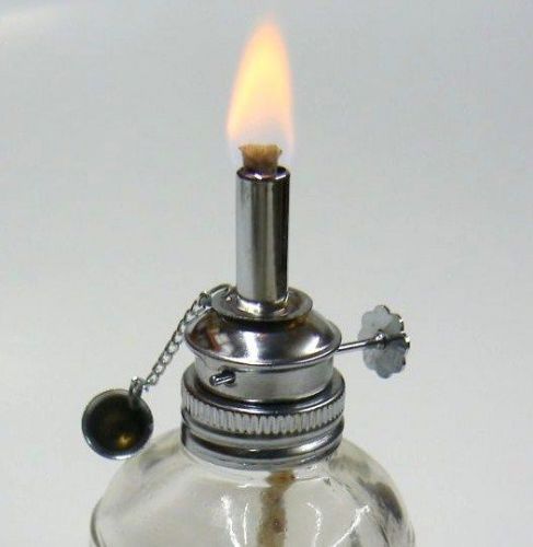 ALCOHOL LAMP GLASS SPIRIT LAMP BURNER FACETED SIDES &amp; ADJUSTABLE WICK WAX WORK