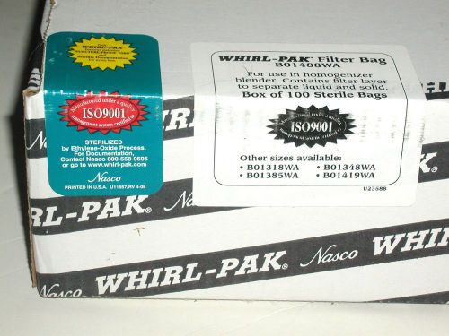 BOX 100 NASCO WHIRL-PAK FILTER BAGS FOR HOMOGENIZER BLENDER 92 OZ B01488WA