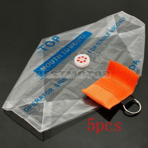 5x keychain bag with cpr mask emergency resuscitator 1-way valve face shield for sale