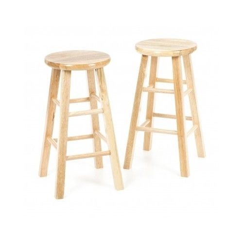 24&#034; Bar Stool Set of 2 Wood Sturdy Backless Counter height Stools kitchen NEW