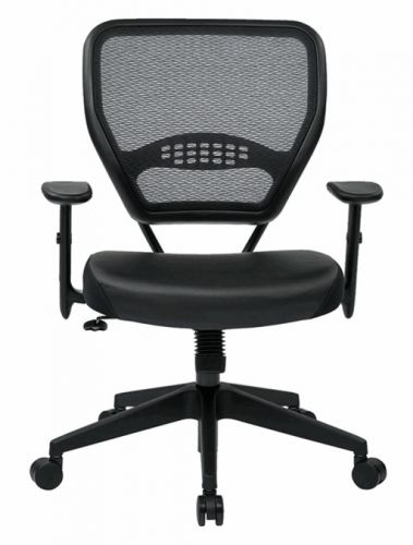 SPACE Seating  Dark Air Grid Back w/ Black Eco Leather Seat, Managers Chair