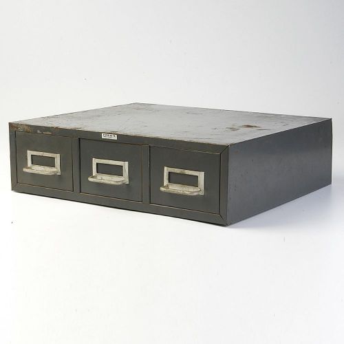 VTG 60s Cole 3 Drawer Index Punch Card Case Box Cabinet Industrial Office Shop