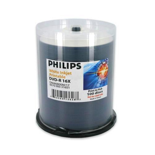 200 Philips White Inkjet Hub Printable 16x DVD-R Blank Recordable DVD Free Ship