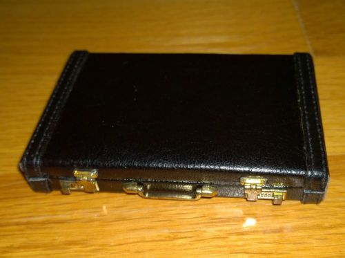 LEATHER BLACK BUSINESS CARD VISITING CARD HOLDER MINI BRIEFCASE NEW