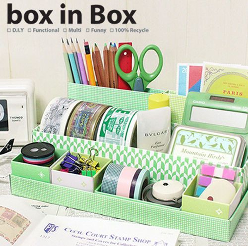 Desk Organizer Box in Box-Greengrass
