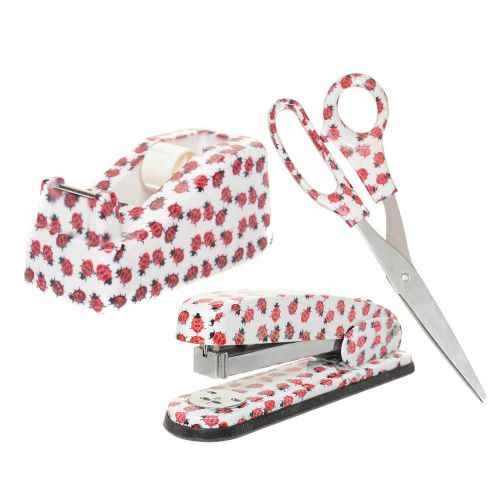 Ladybug sationery set ( stapler, tape dispenser, scissors ) for sale