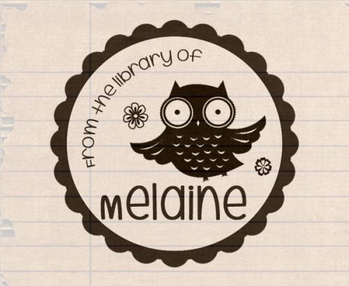 custom name from the library of book teacher owl rubber self inking stamp 1.5&#034;