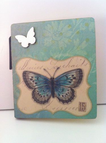 FRENCH INSPIRED BUTTERFLY STICKY NOTE HOLDER: ONE-OF-A-KIND DESIGN- BRAND NEW