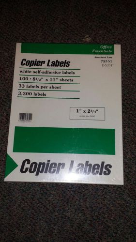 Office Essentials Copier Labels - E-5351 New Never Opened 1&#034;x 2 3/4&#034;