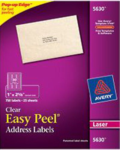Avery 5630 Clear Laser Address Labels 1&#034; X 2 3/4&#034;
