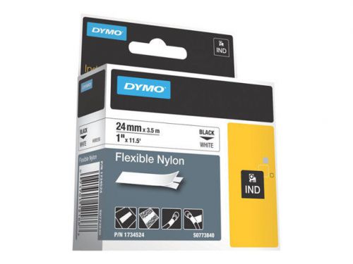 Dymo rhinopro flexible nylon - flexible nylon tape - black on white - ro 1734524 for sale