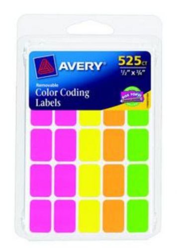 Color Coding Rectangles Removable 1/2&#039;&#039; x 3/4&#039;&#039; 525 Count Assorted Neon Colors