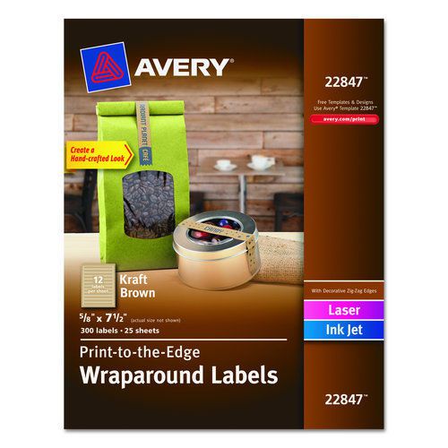 Avery AVE22847 Recycled Kraft Brown Label Strips, 5/8 X 7-1/2, Kraft Brown, 300/
