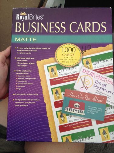 1000 Royal Brites Heavy Blank Business Cards Matte White Inkjet Laser