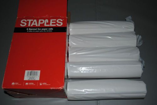 Five (5) Staples Thermal Fax Paper Rolls  8.5 x 98 - 8.5&#034; x 98&#039;