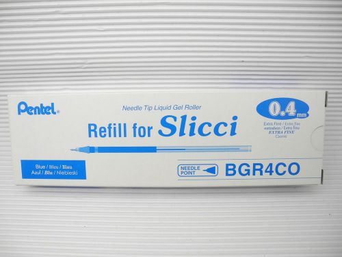 12pcs Pentel  BGR4CAO 0.4mm  Extra Fine roller ball pen refill BLUE (for Slicci
