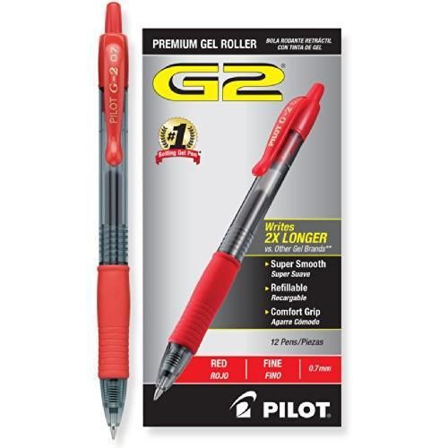 Pilot g2 retractable premium gel ink roller ball pens, fine point, red ink, new for sale