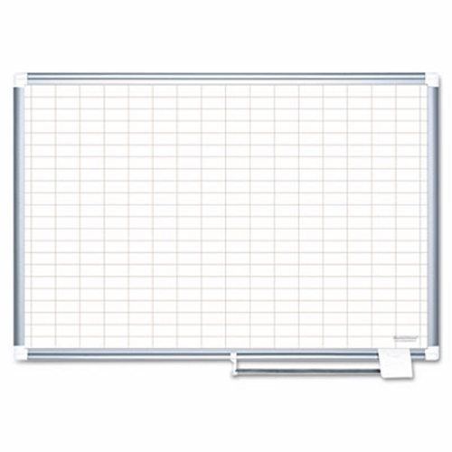 Mastervision Grid Planning Board, 1x2&#034; Grid, 36x24, White/Silver (BVCMA0392830)