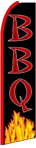 BBQ BLACK RED W/ FLAMES BUSINESS SWOOPER TALL BOW FEATHER FLAG BANNER JSF