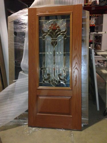 Fiberglass Entry Door Slab Decorative Insulated Glass 3-0 X 6-8 NEW never hung