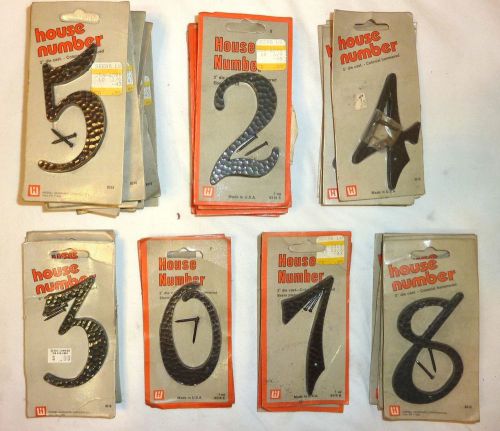 Lot of 40 Wessel 3&#034; House Numbers 0,2,3,4,5,7,8 DIE CAST w/ BLACK FINISH NEW!