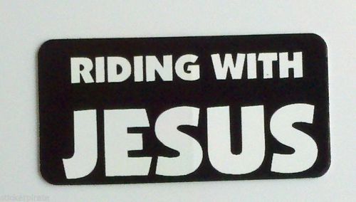 3 - Riding With Jesus Christian Biker Hard Hat Tool Box Helmet Sticker
