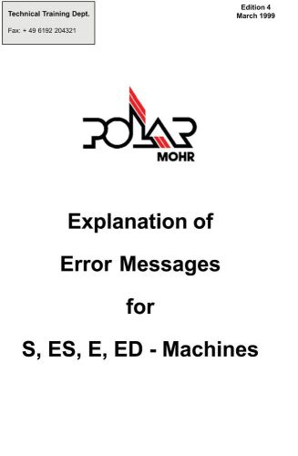 POLAR Cutters Service Manual Error List S-ES-E-ED (009)