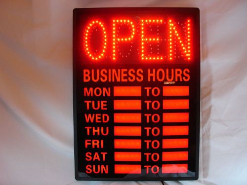 Open/Closed LED Sign With Hours Business Open Sign w/ Dry Erase Front for Hour