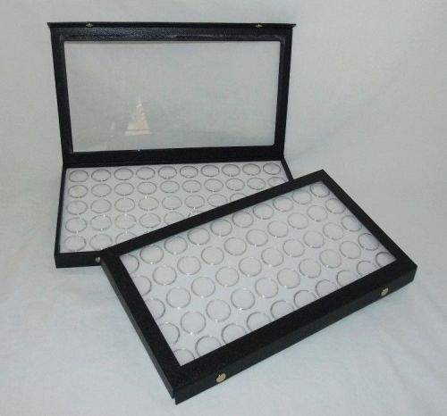 PACKAGE OF 2 CLEAR TOP JEWELRY DISPLAY CASES WITH 100 GEM JARS WHITE