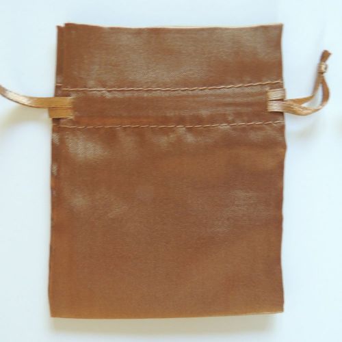 10 Satin Drawstring Pouches 5&#034;x 8&#034; BROWN Jewelry Bags
