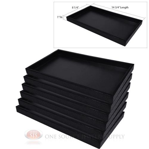 (6) Black Plastic Display Sample Tray Jewelry Organizer Travel Stackable Trays