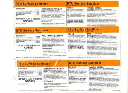 Lot of 3 RTU Surface Sanitizer Disinfectant Chemical Labels