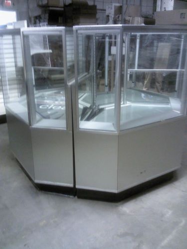 Corner SHOWCASES Tall Glass Jewelry Gift Display Cases Used Store Fixtures PAWN