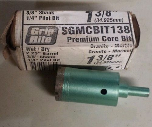 Grip-Rite Premium Core Bit 1 3/8&#034; 2.25&#034; Barrel Wet/Dry Granite/Marble SGMCBIT138